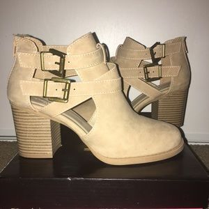 Taupe Strappy Cut out Ankle booties